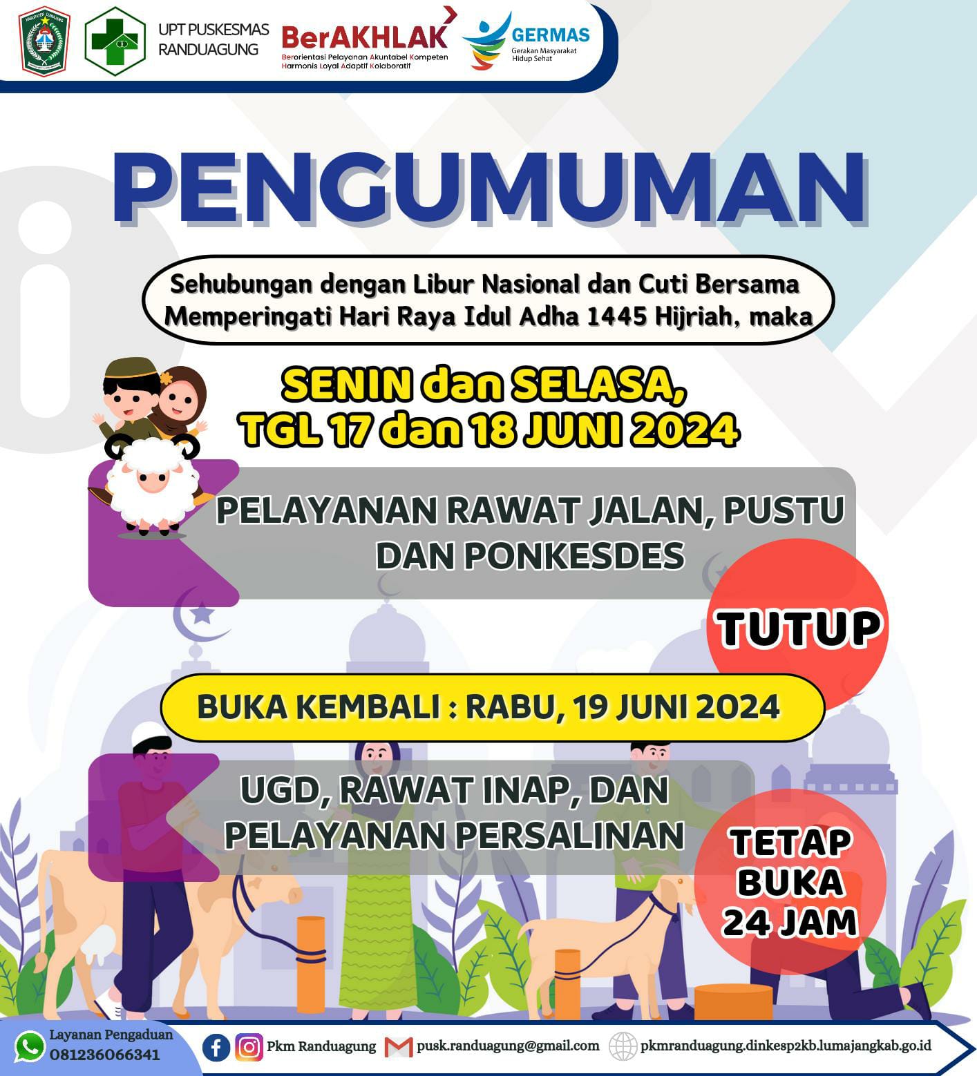 Informasi Libur Pelayanan Rawat Jalan selama hari raya idul Adha 